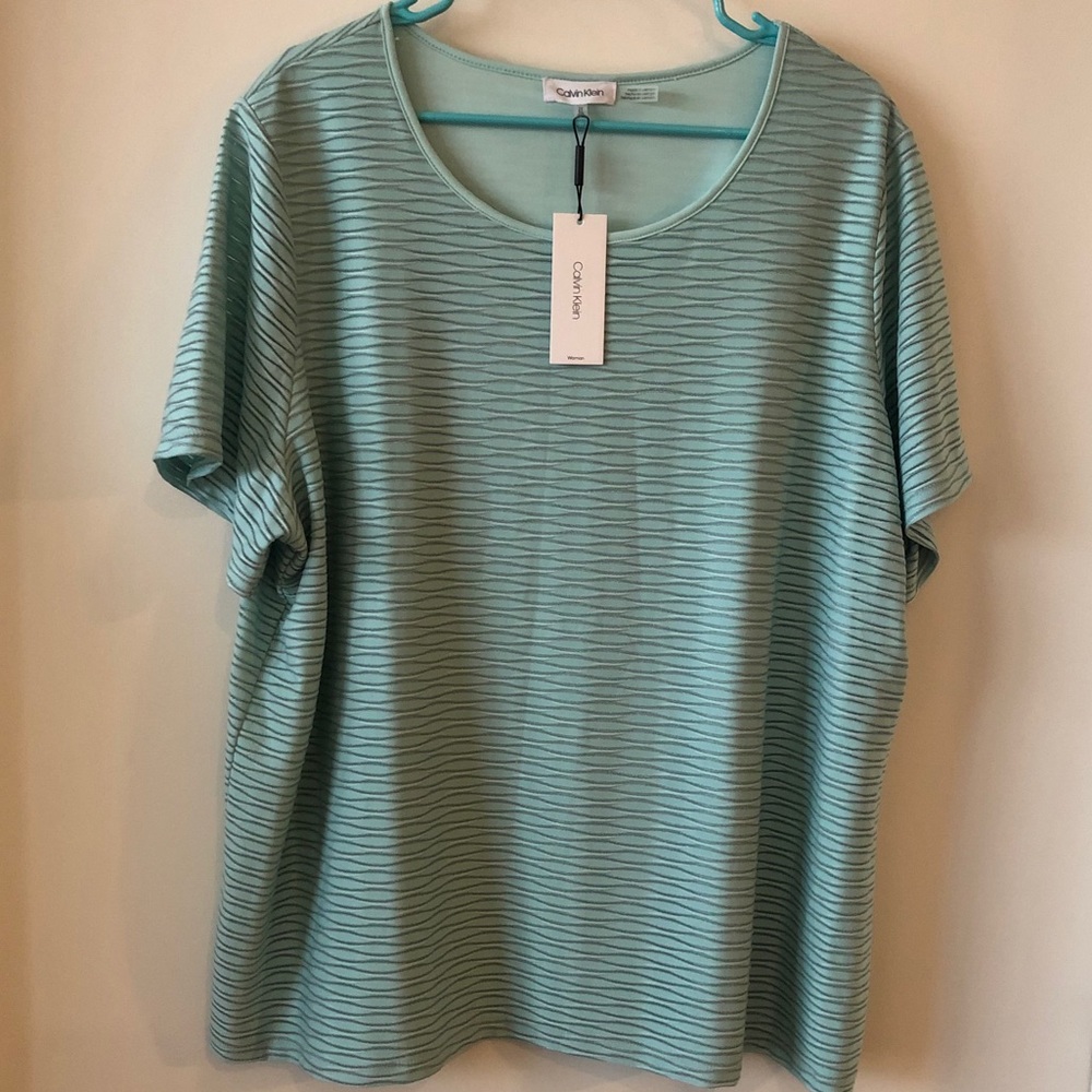Calvin Klein Metallic Striped Tee - Picture 1 of 5
